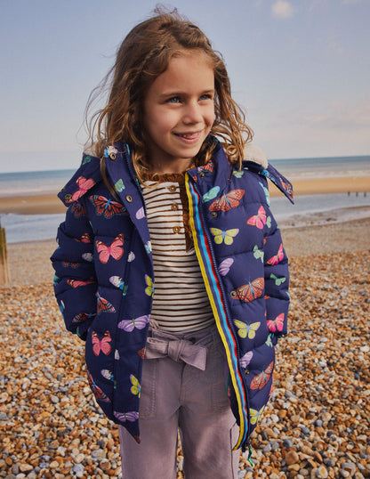 2-in-1 Padded Coat-Navy Butterflies-1