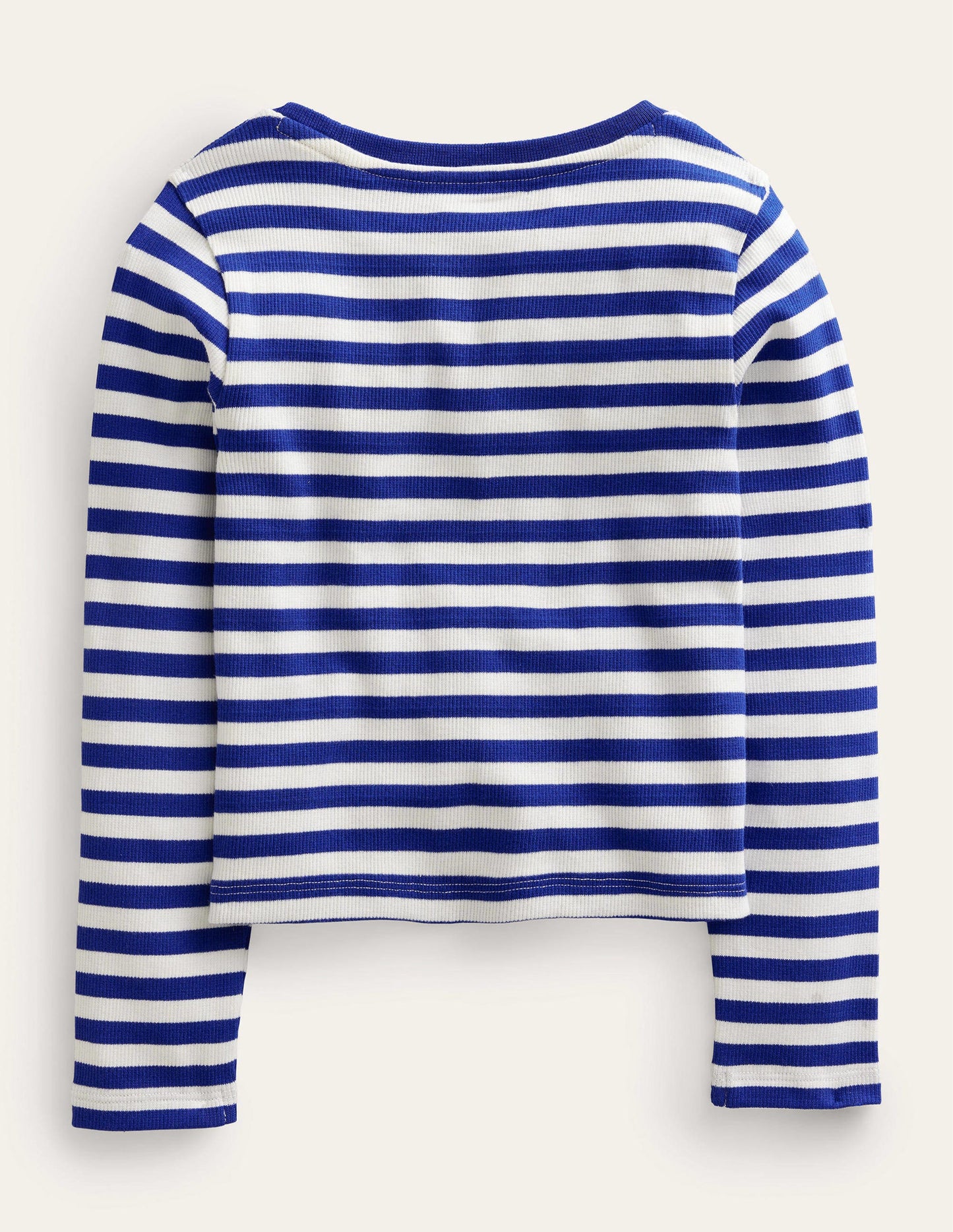 Cropped Long Sleeve T-shirt-Blue Wave/Ivory