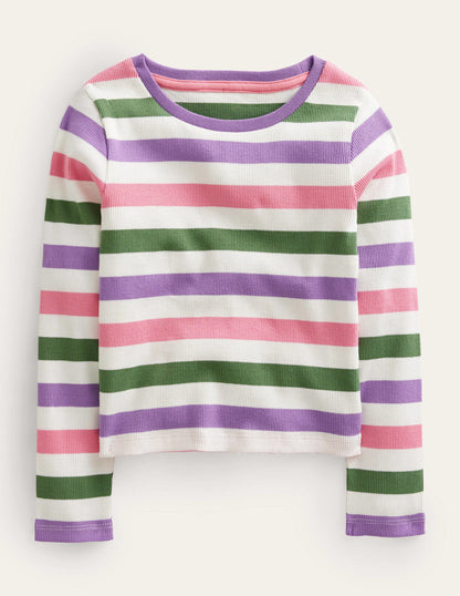 Cropped Long Sleeve T-shirt-Carousel/Aster-1