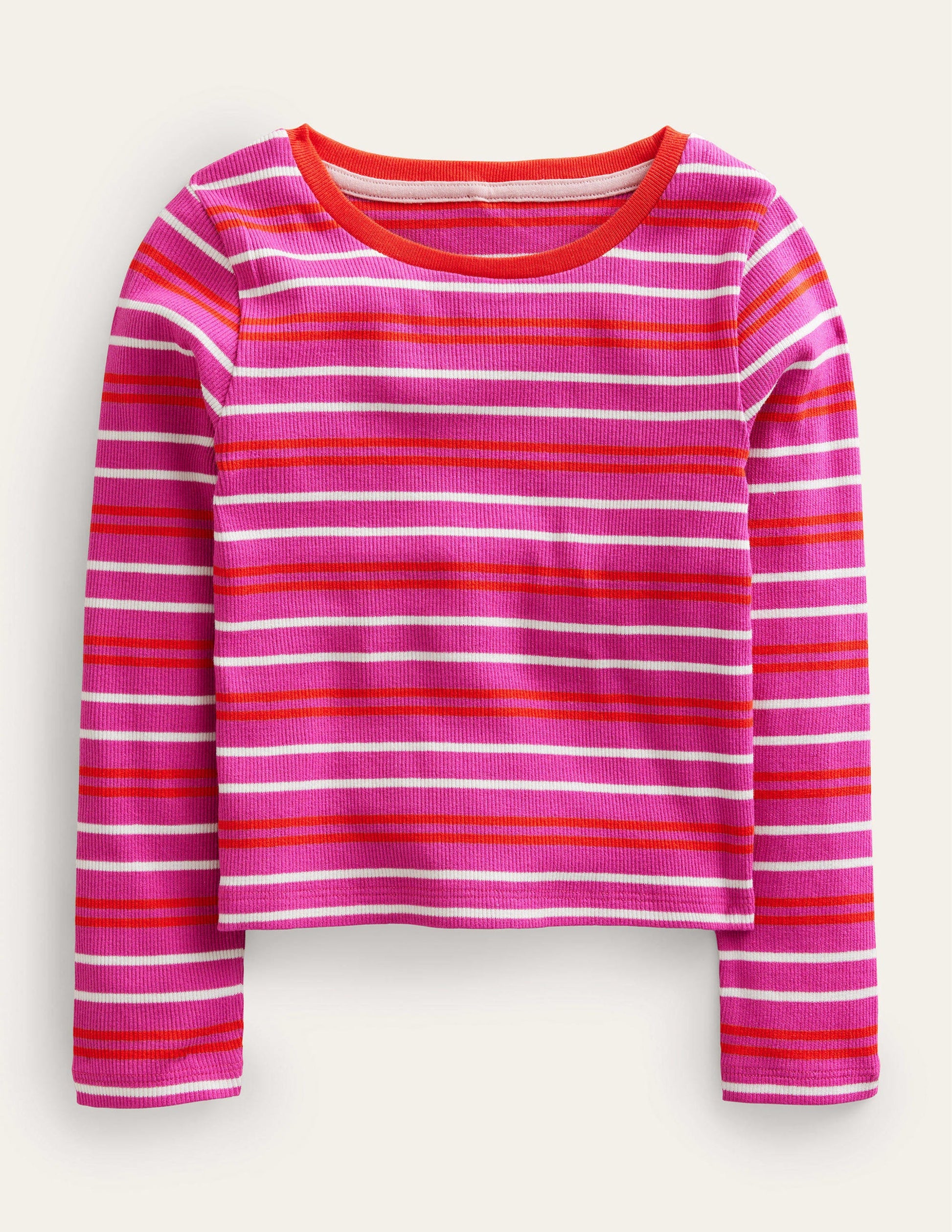 Cropped Long Sleeve T-shirt-Phlox Pink/Dahlia-1