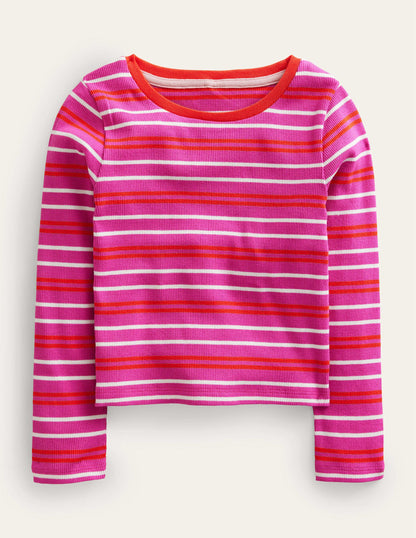 Cropped Long Sleeve T-shirt-Phlox Pink/Dahlia-1