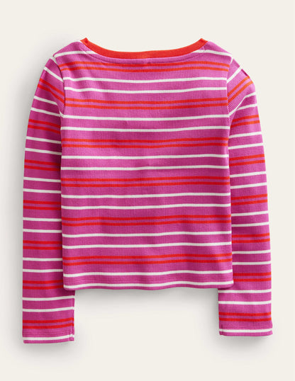 Cropped Long Sleeve T-shirt-Phlox Pink/Dahlia-2