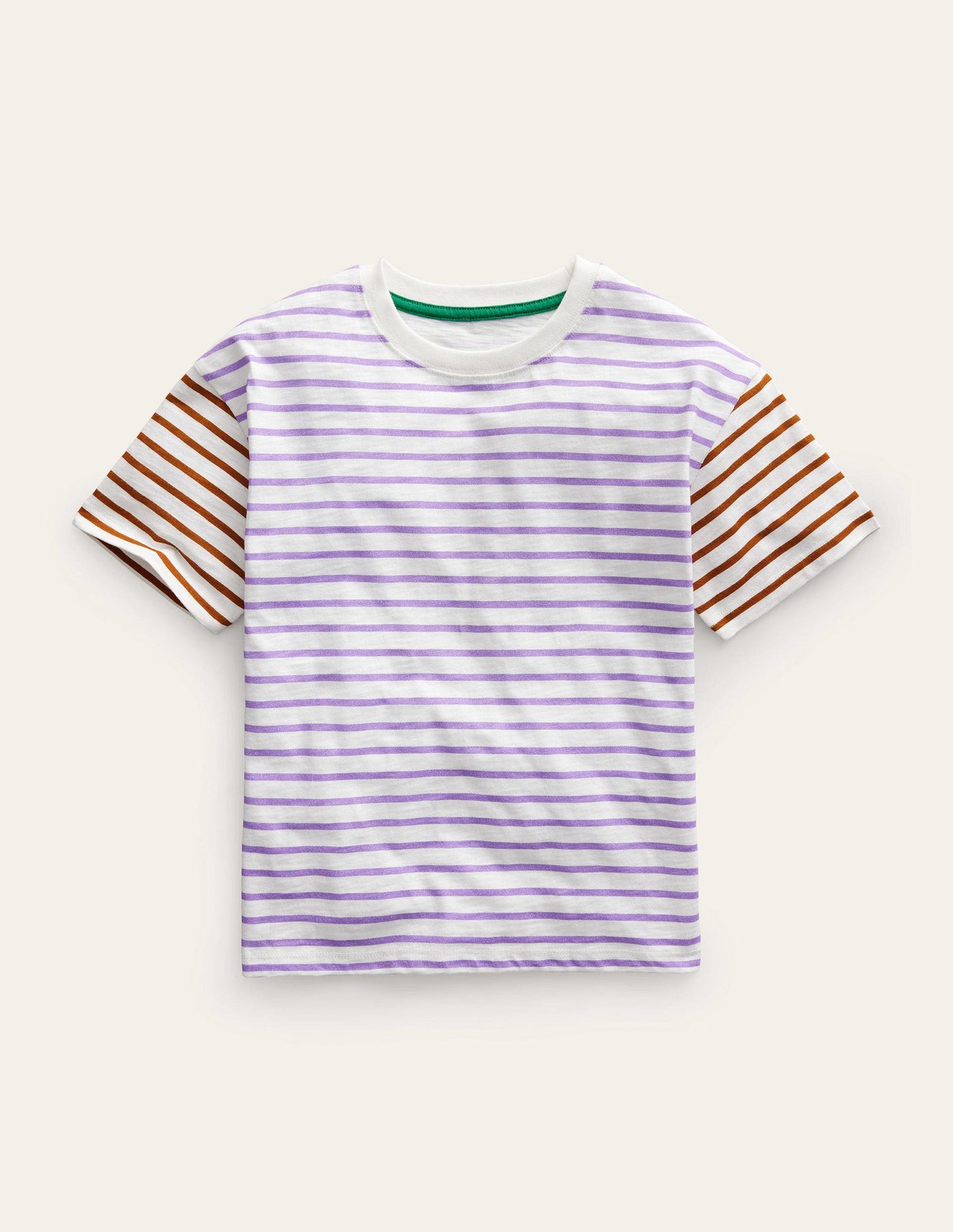 Boxy Short Sleeve Breton-Ivory/Aster Purple