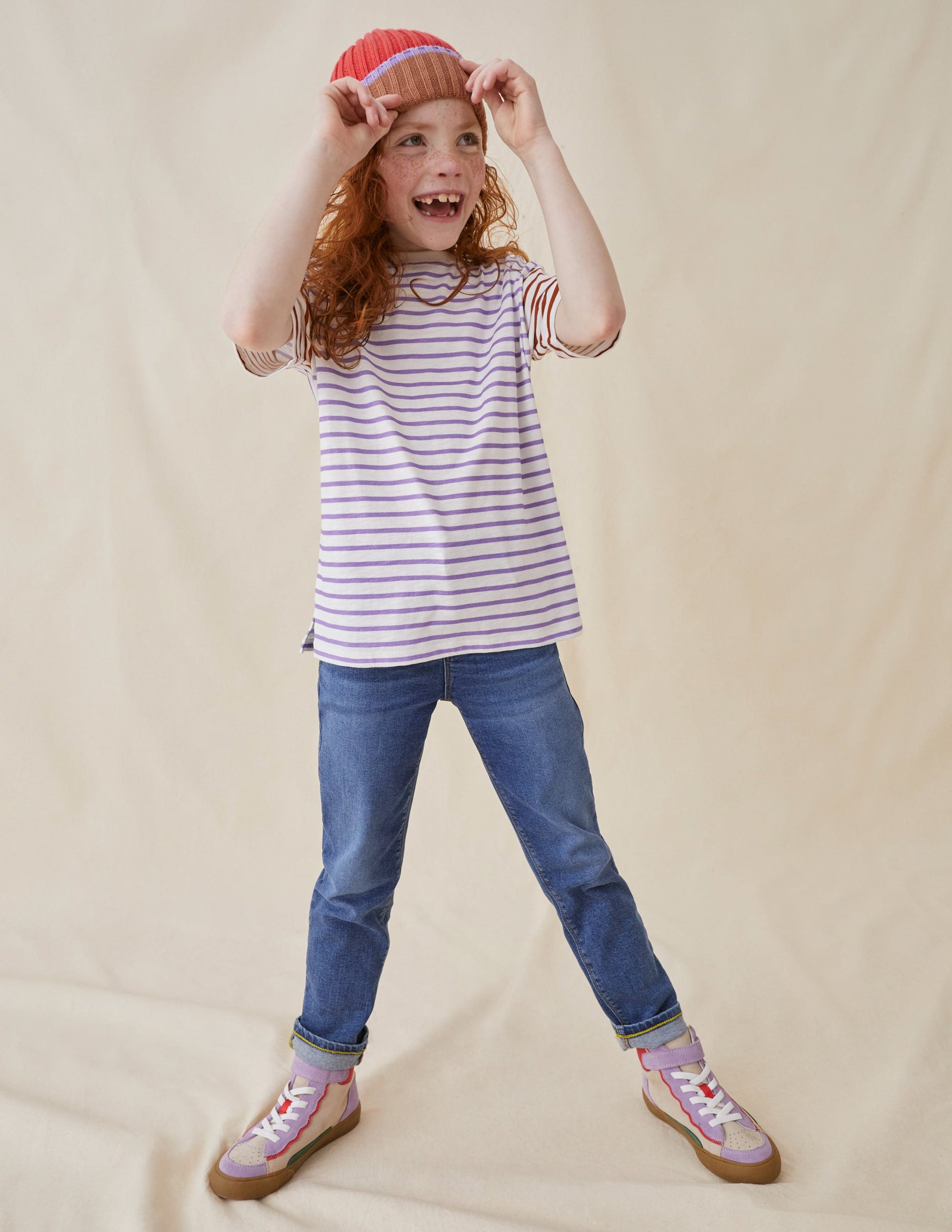 Boxy Short Sleeve Breton-Ivory/Aster Purple-4