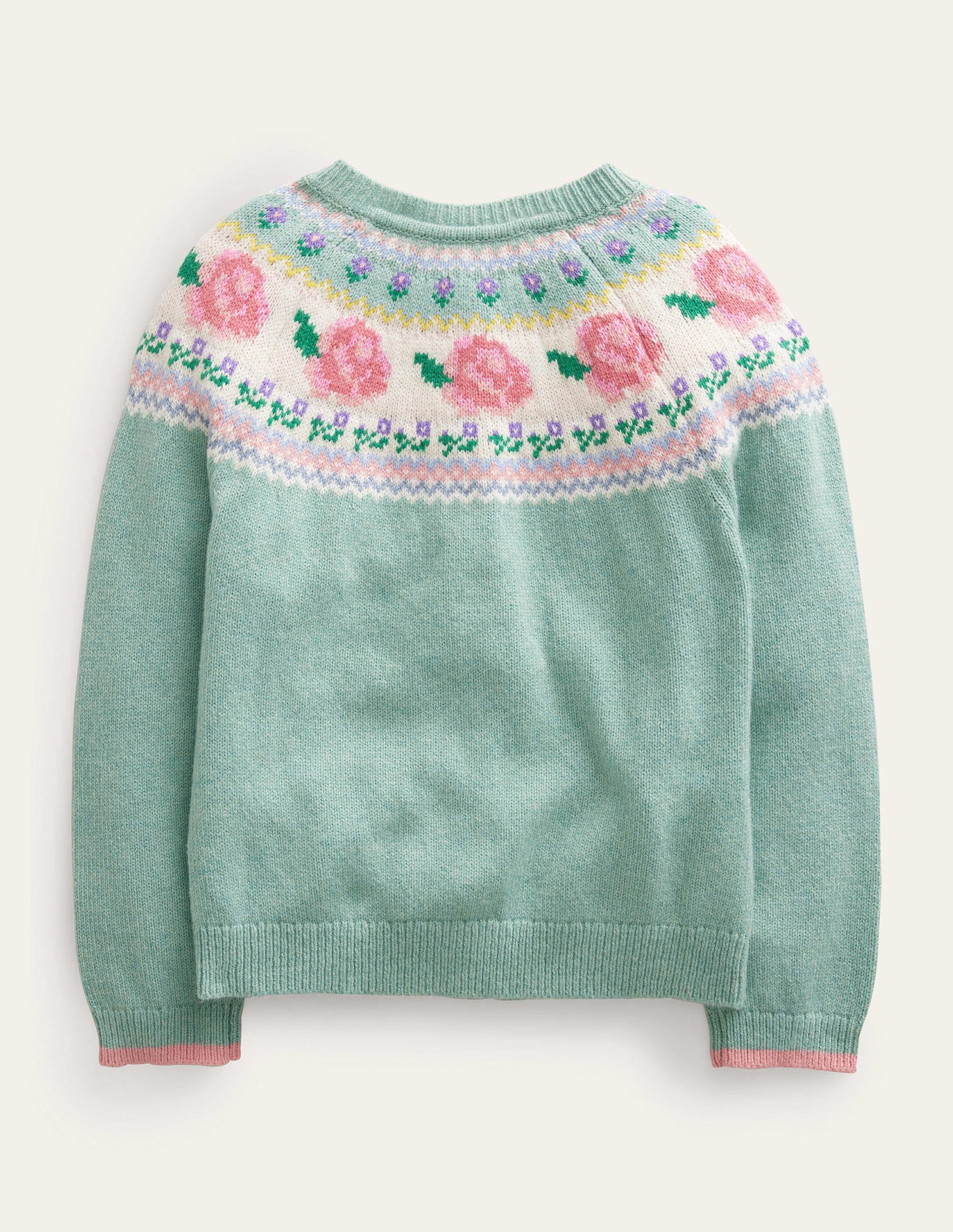 Fun Fair Isle Cardigan-Green Smoke Flowers - Image 2