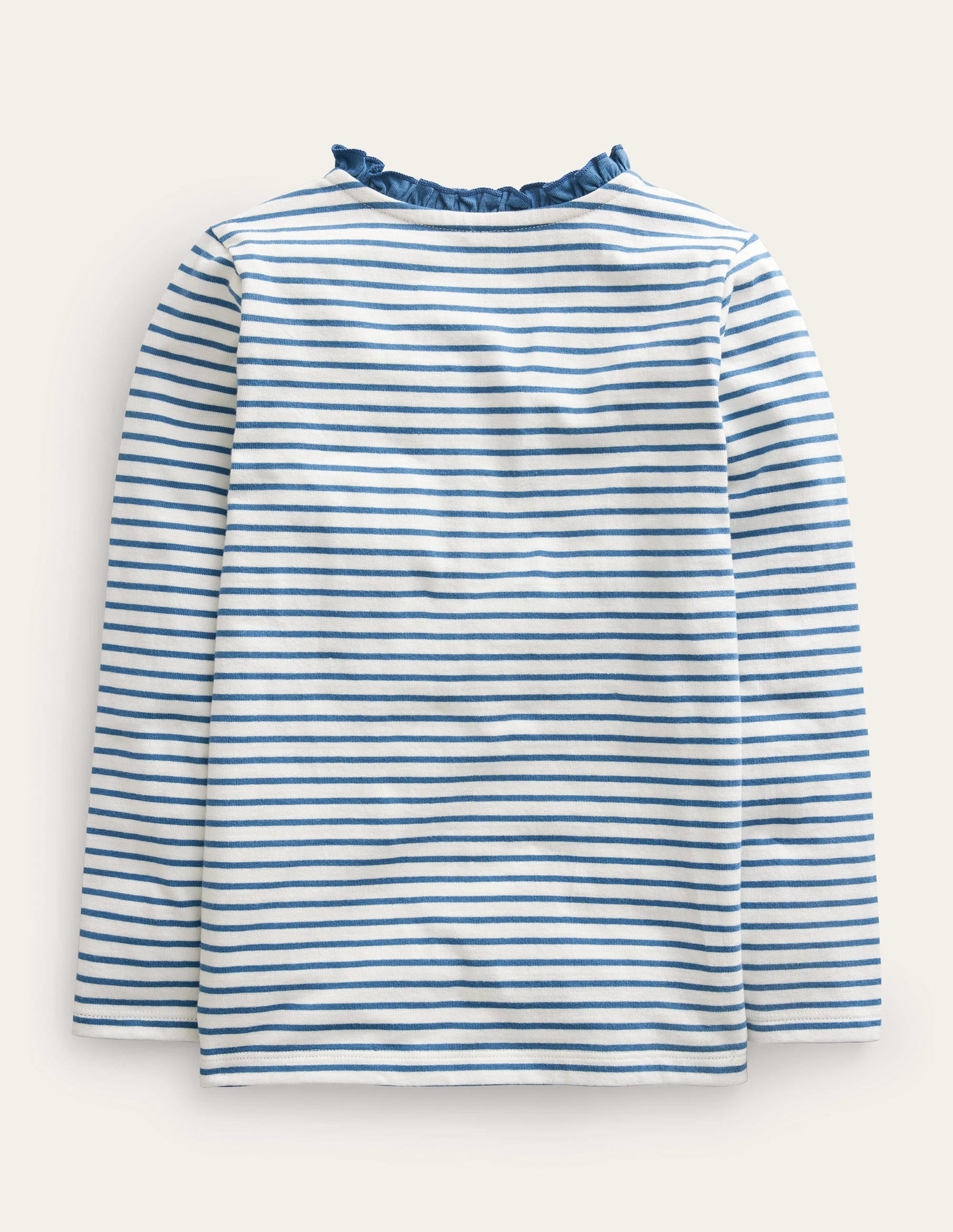 Henley Ruffle Breton Top-Ivory/Puddle Blue - Image 2