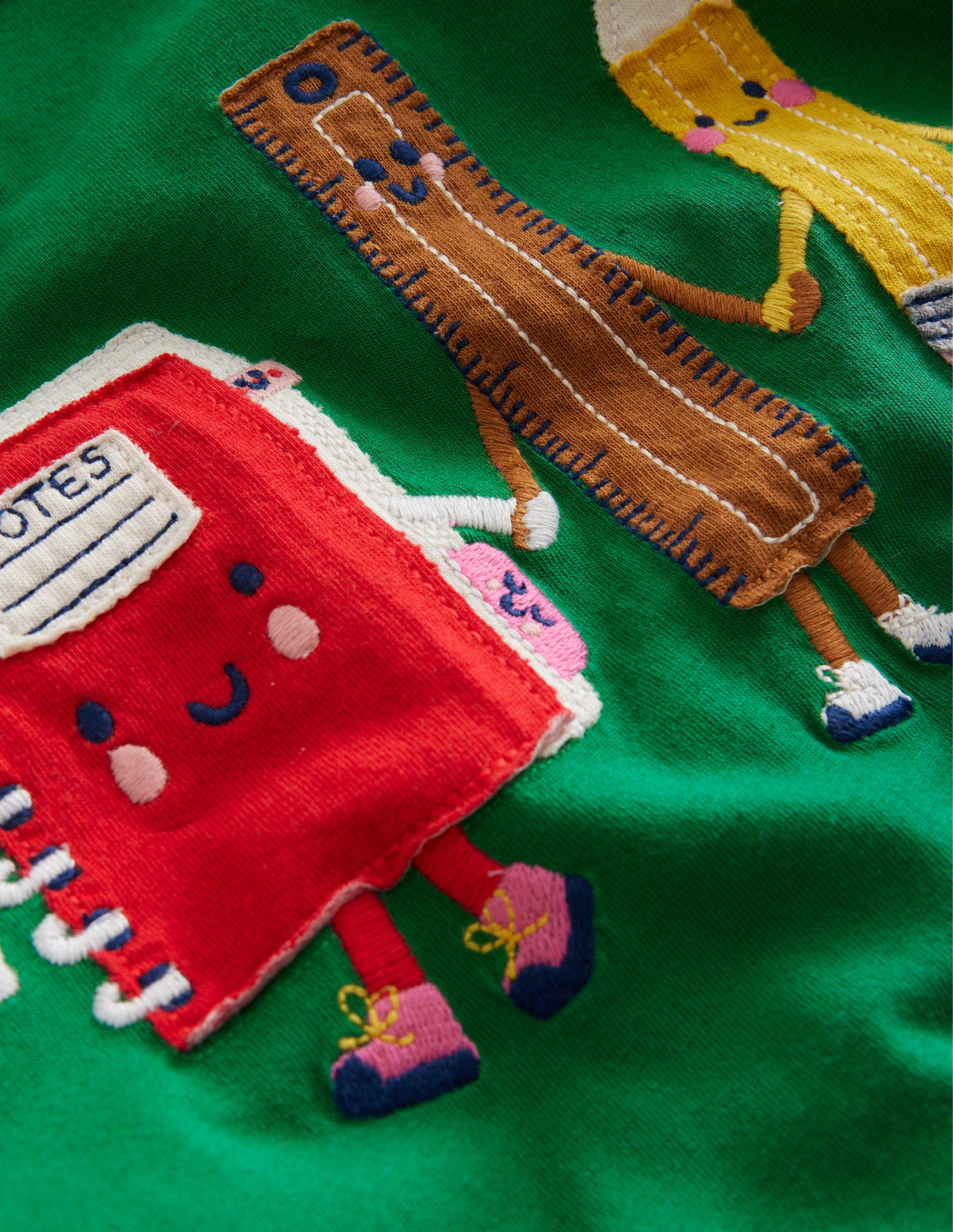 Puff Sleeve Appliqué T-shirt-Deep Green - Image 3