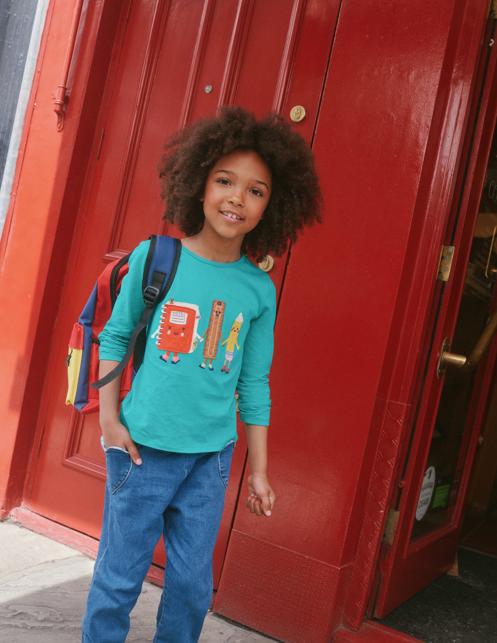 Puff Sleeve Appliqué T-shirt-Deep Green - Image 4