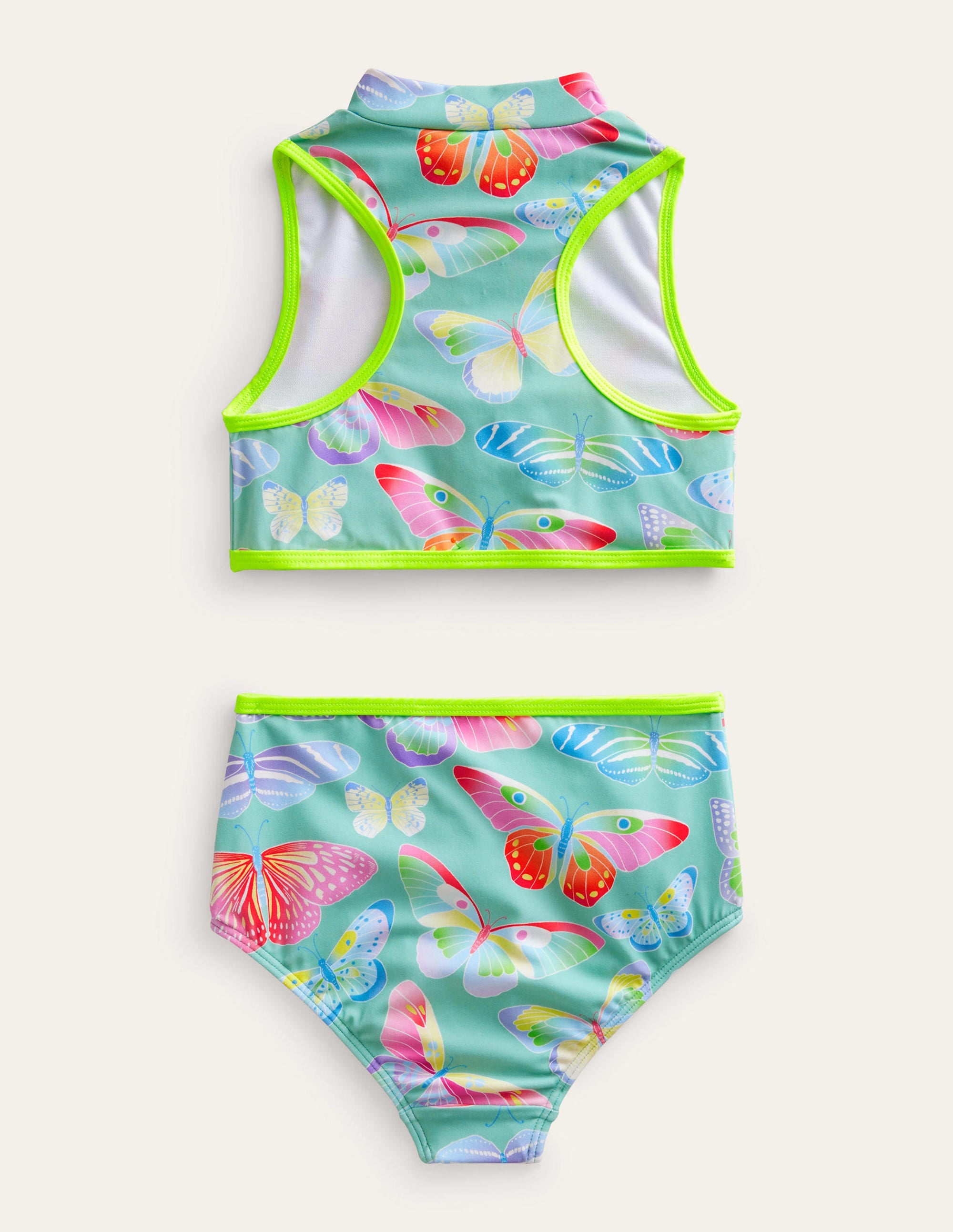 Sporty Sleeveless Bikini-Opal Green Ombre Butterflies - Image 2
