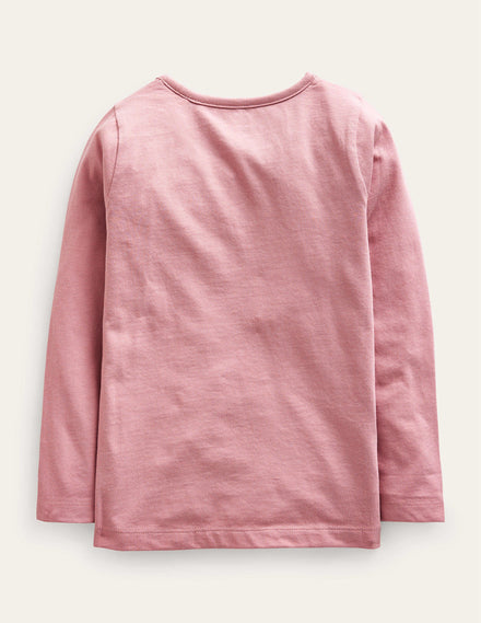 3D Appliqué T-Shirt-Almond Pink Butterflies