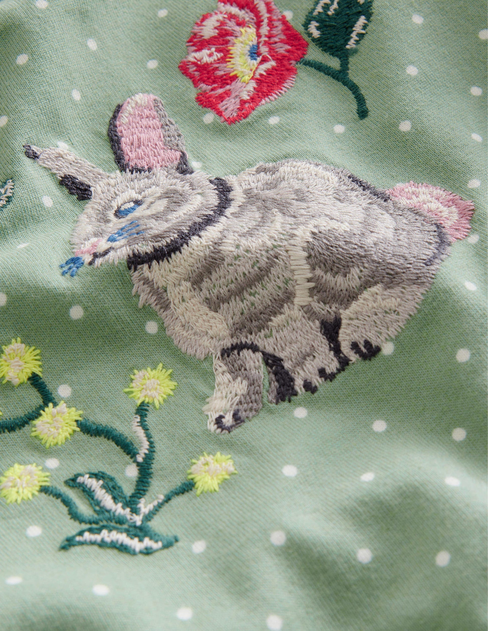 Appliqué Sleeve Detail Top-Green Smoke-4
