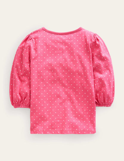 Appliqué Sleeve Detail Top-Blush Pink-2