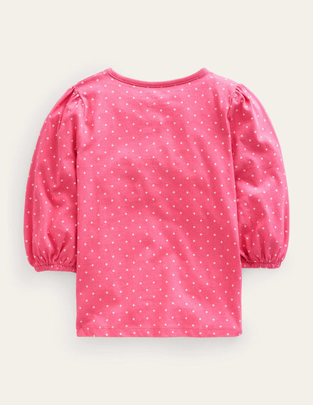 Appliqué Sleeve Detail Top-Blush Pink
