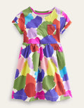 Short-sleeved Fun Jersey Dress-Multi Paint Patch
