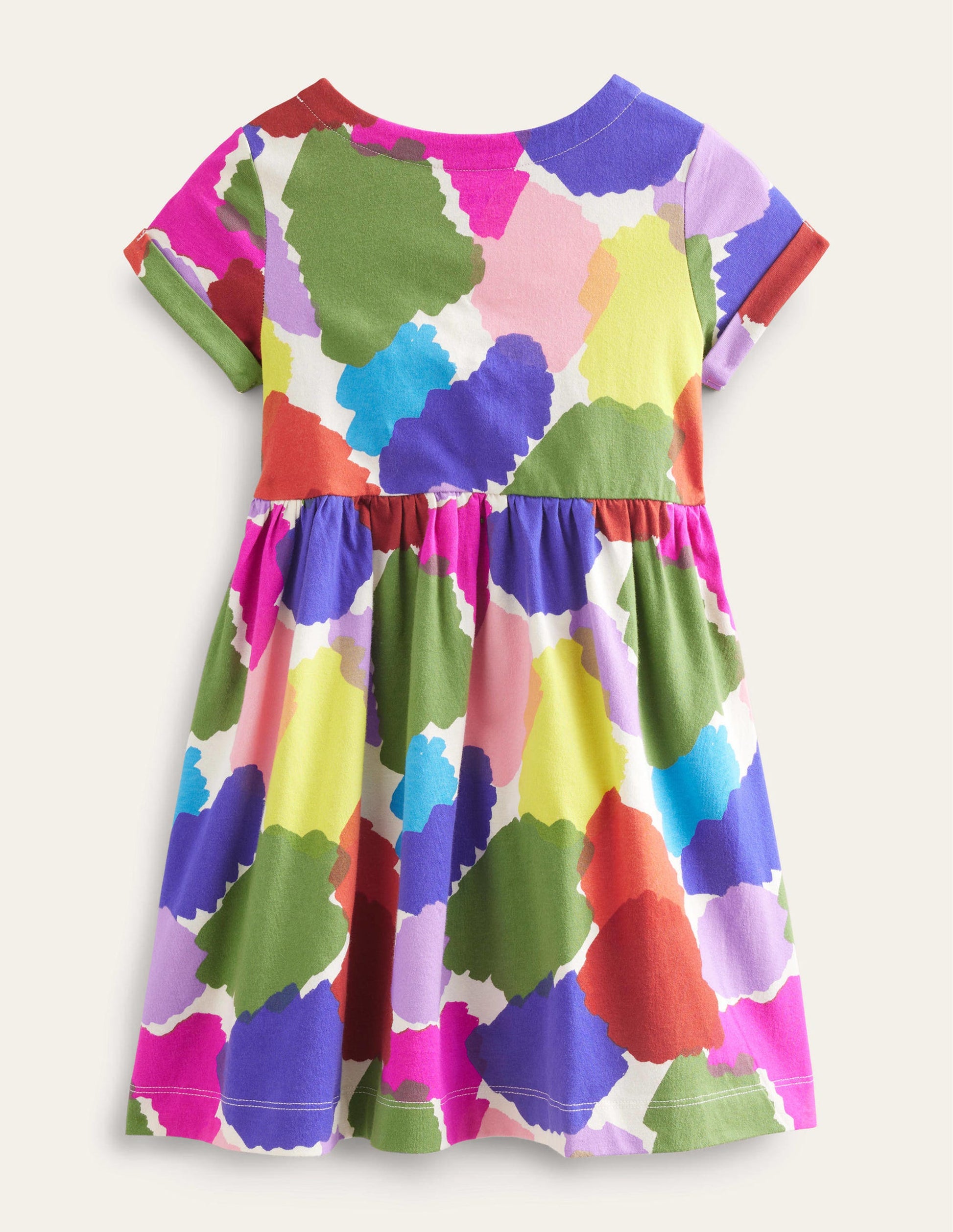 Short-sleeved Fun Jersey Dress-Multi Paint Patch-2