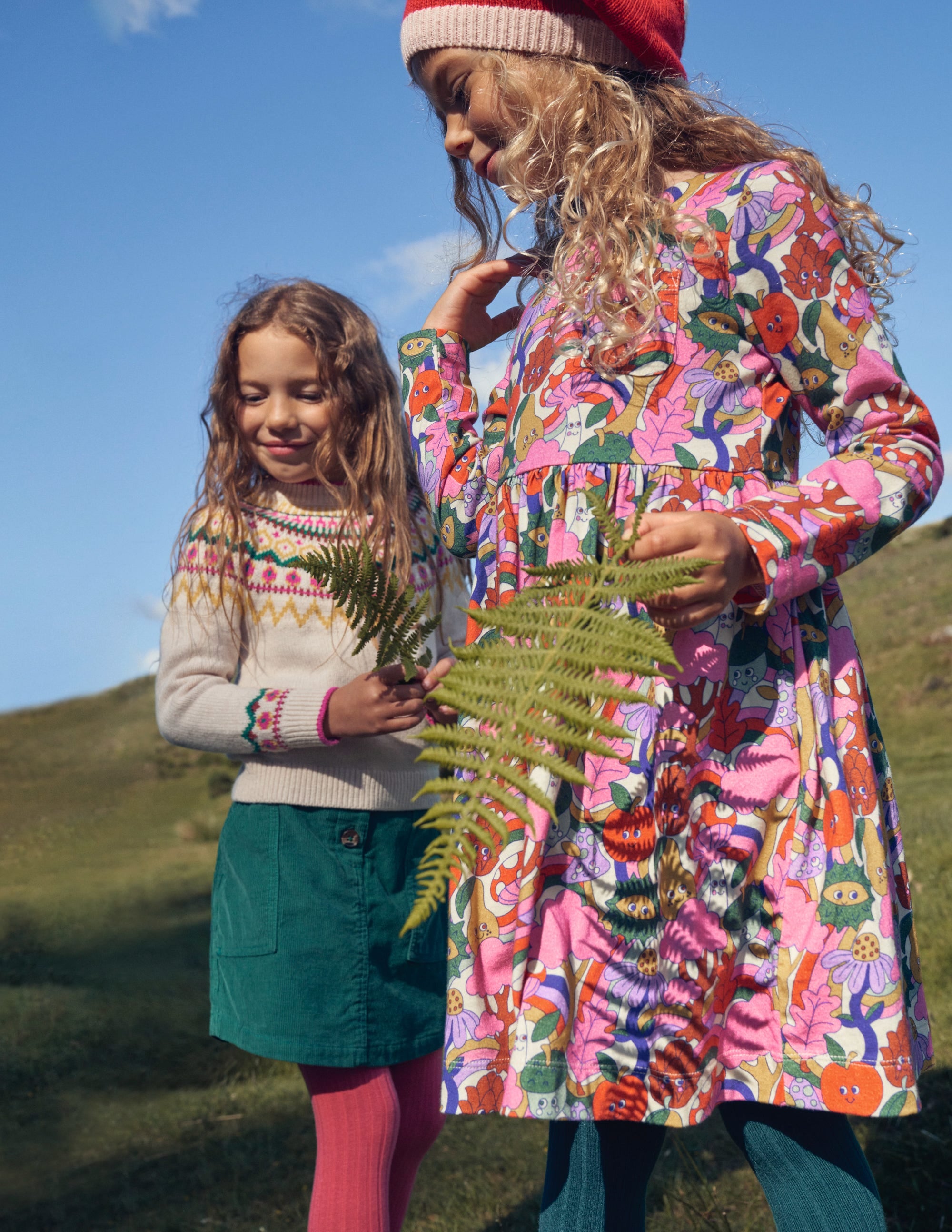 Long Sleeve Fun Jersey Dress-Blush Pink Bonkers Conkers - Image 4