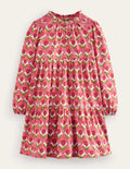 Tiered Jersey Dress-Rose Red Floral