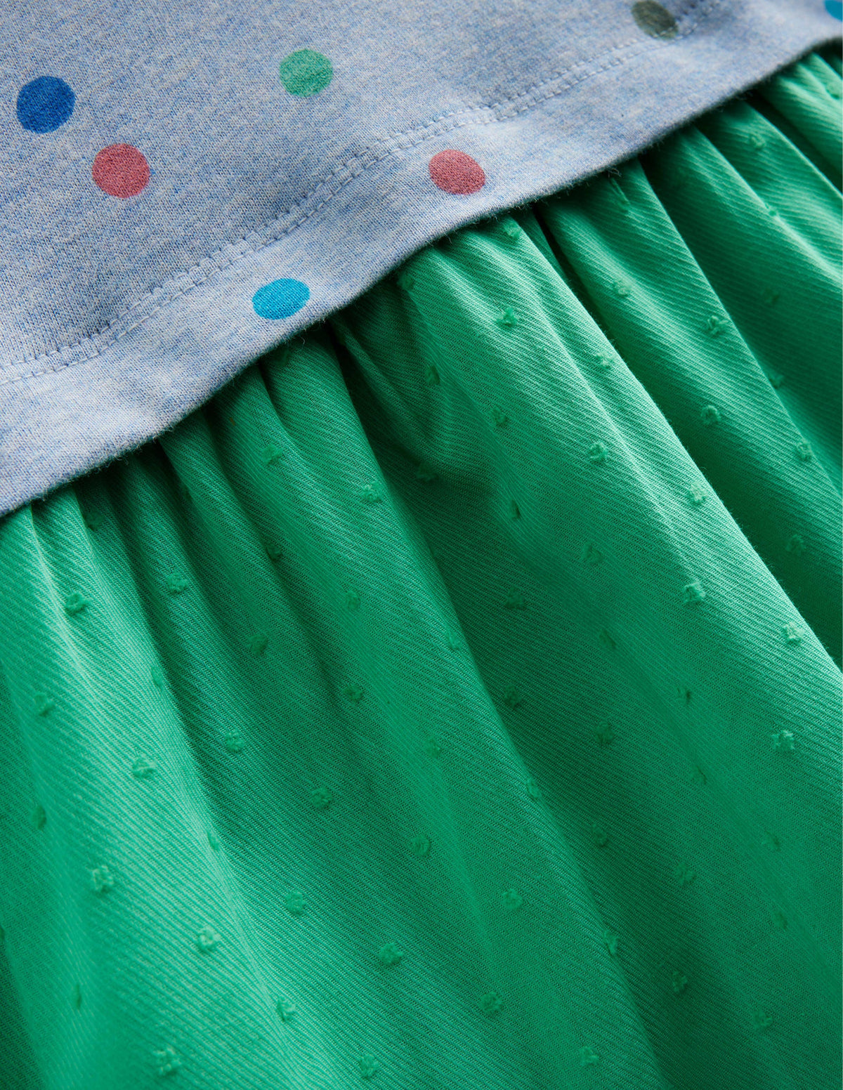 Jersey Woven Mix Dress-Delft Blue-3