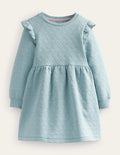 Heart Jacquard Sweat Dress-Tourmaline Blue
