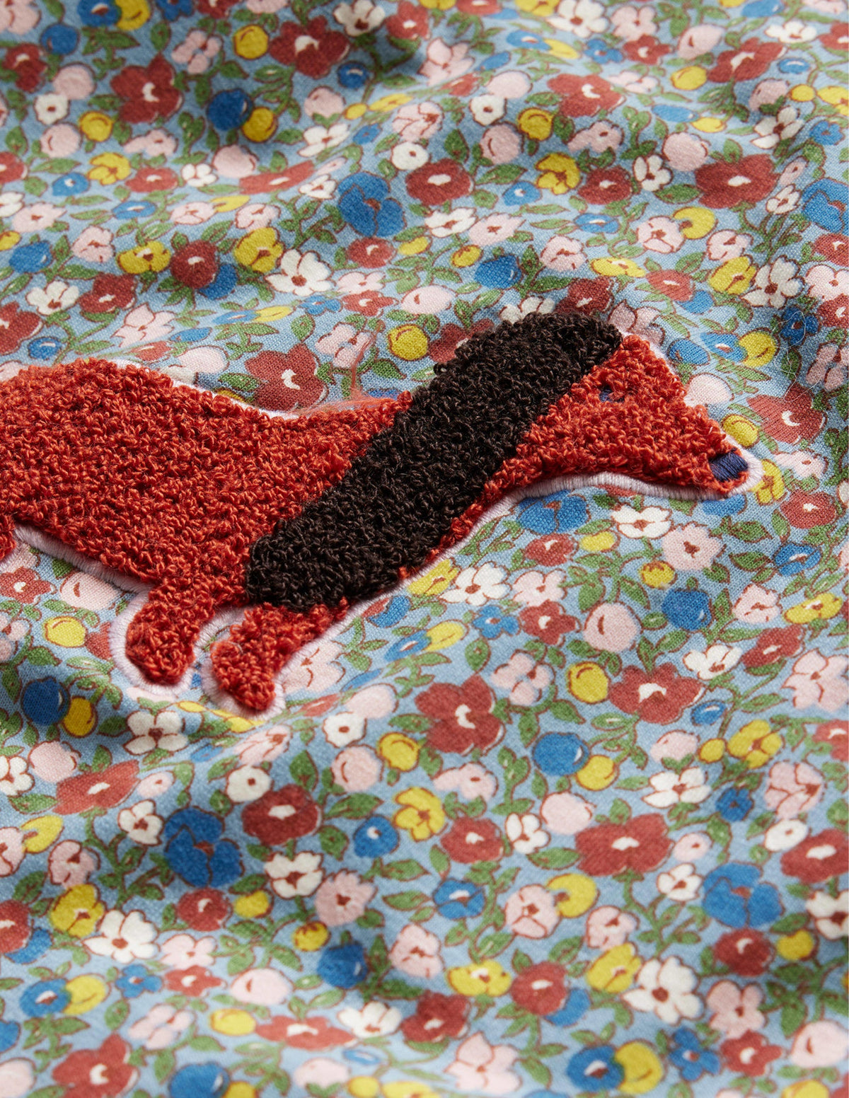 Appliqué Sweatshirt Dress-Pebble Blue Flower Dog - Image 3