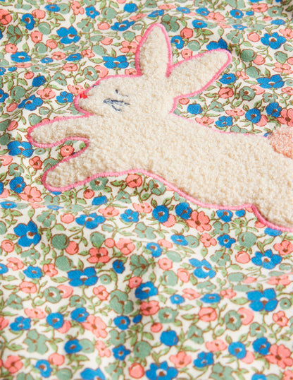 Appliqué Sweatshirt Dress-Floral Bunnies-4