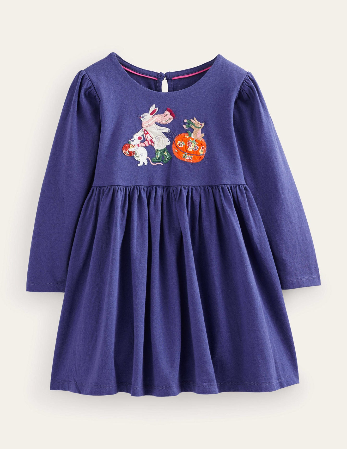 Appliqué Jersey Dress-Blue Yonder