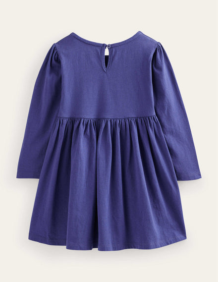 Appliqué Jersey Dress-Blue Yonder