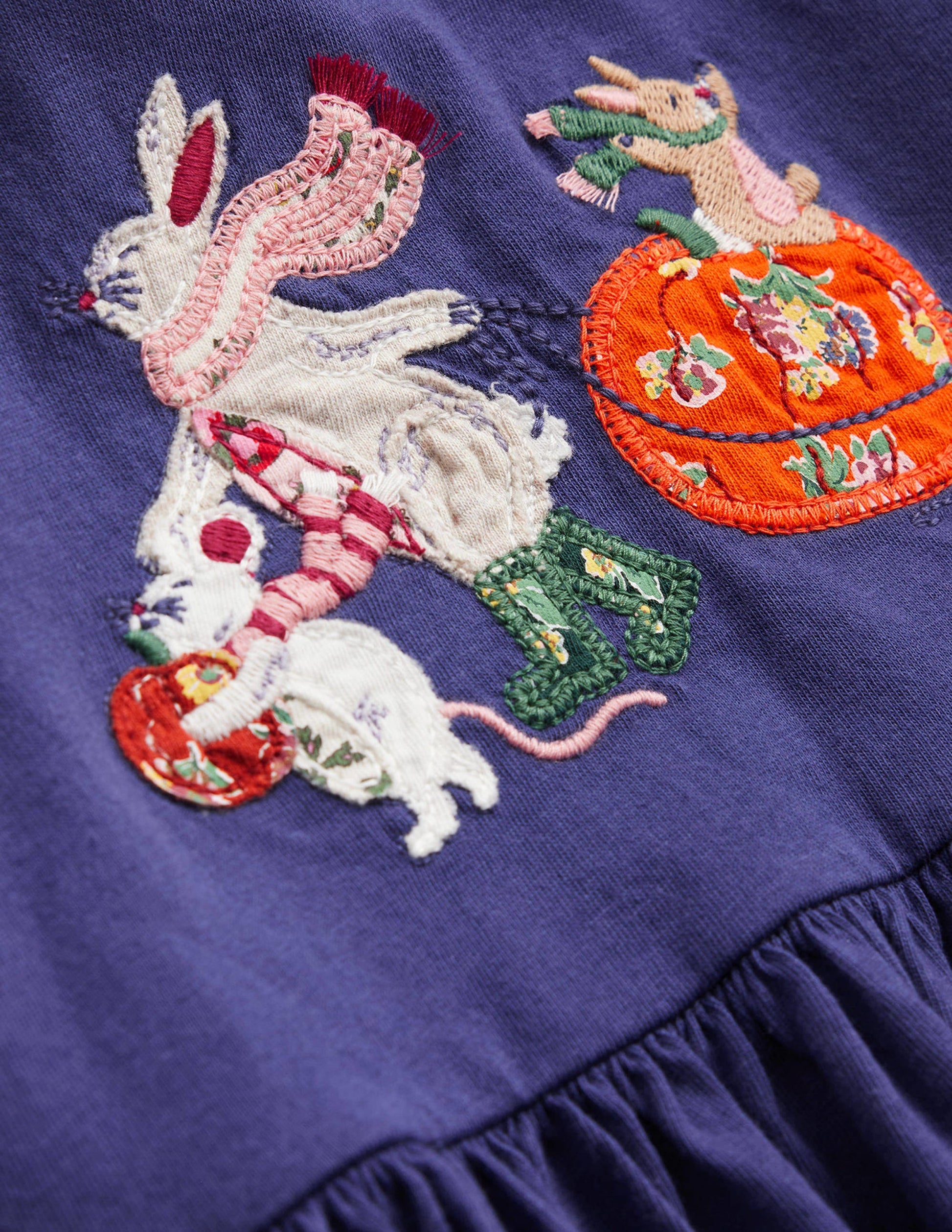 Appliqué Jersey Dress-Blue Yonder-3