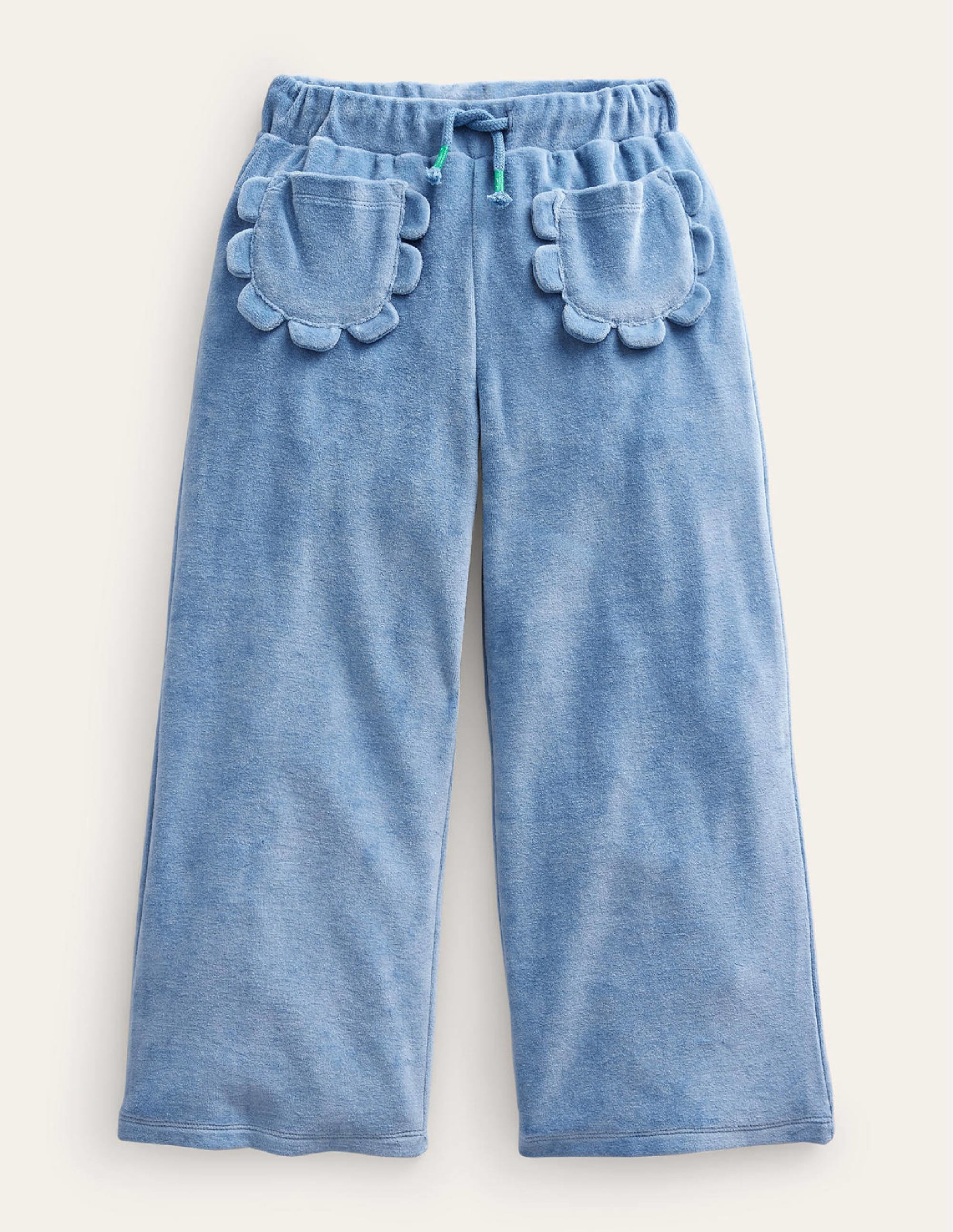 Scalloped Velour Jogger-Delft Blue - Image 1