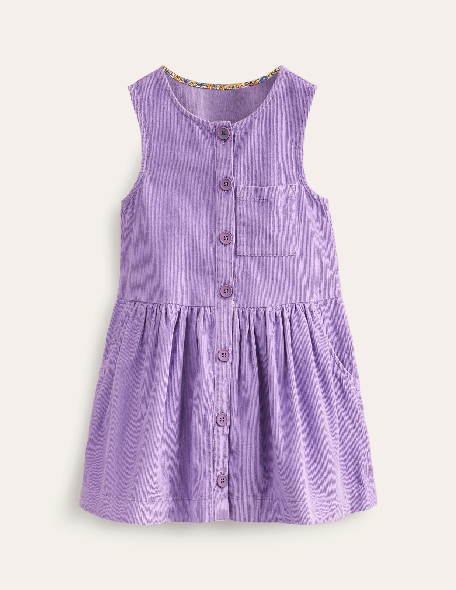 Button Pinafore Dress-Aster Purple-1