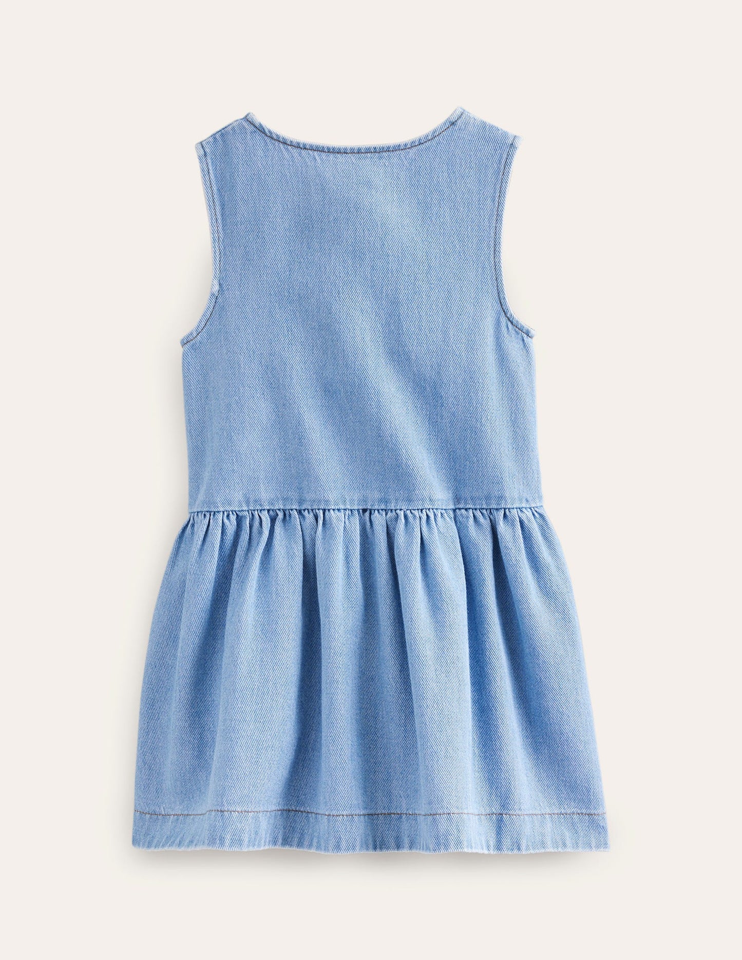 Button Pinafore Dress-Mid Vintage Chambray