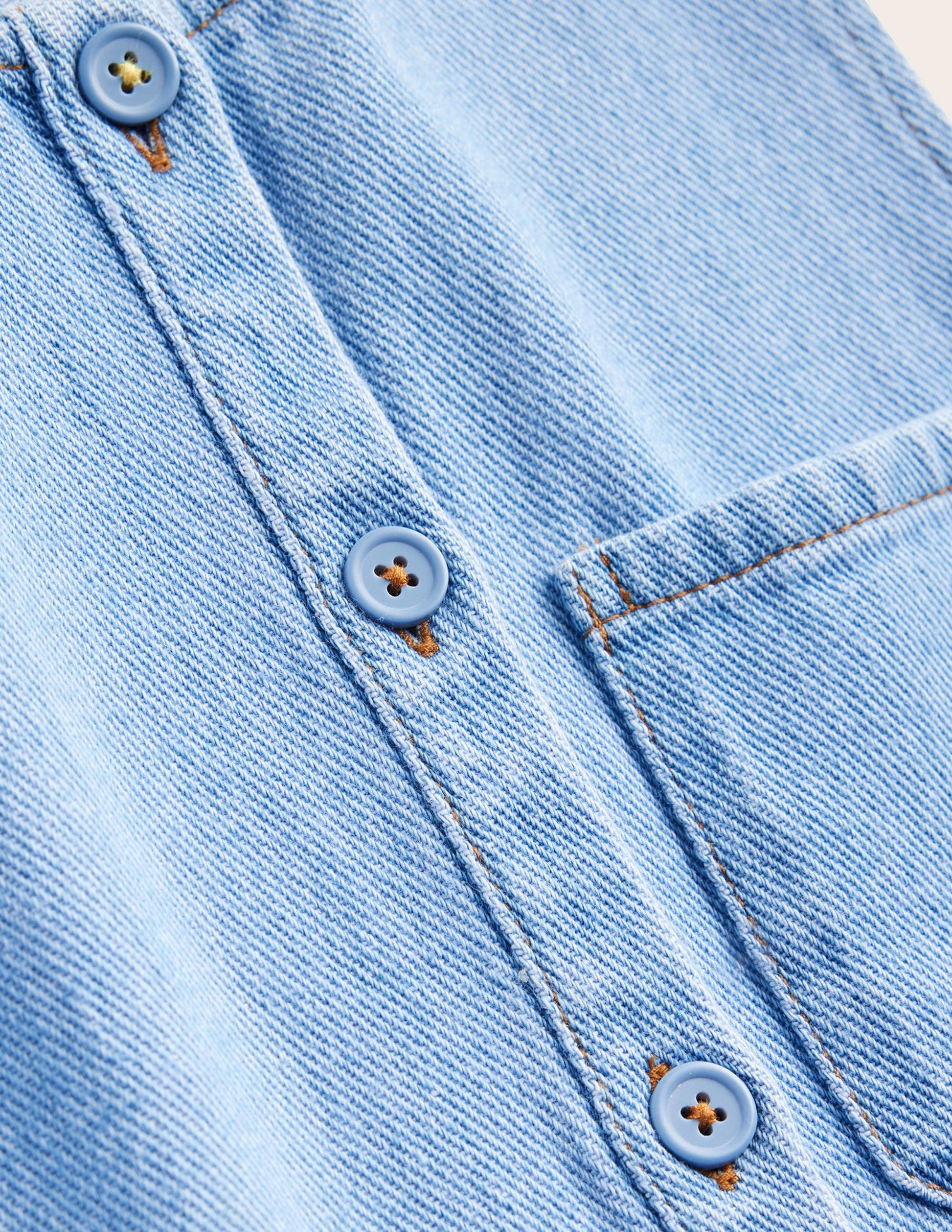 Button Pinafore Dress-Mid Vintage Chambray-3