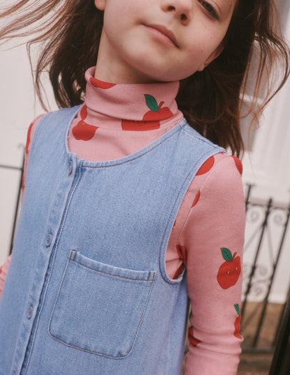 Button Pinafore Dress-Mid Vintage Chambray-5