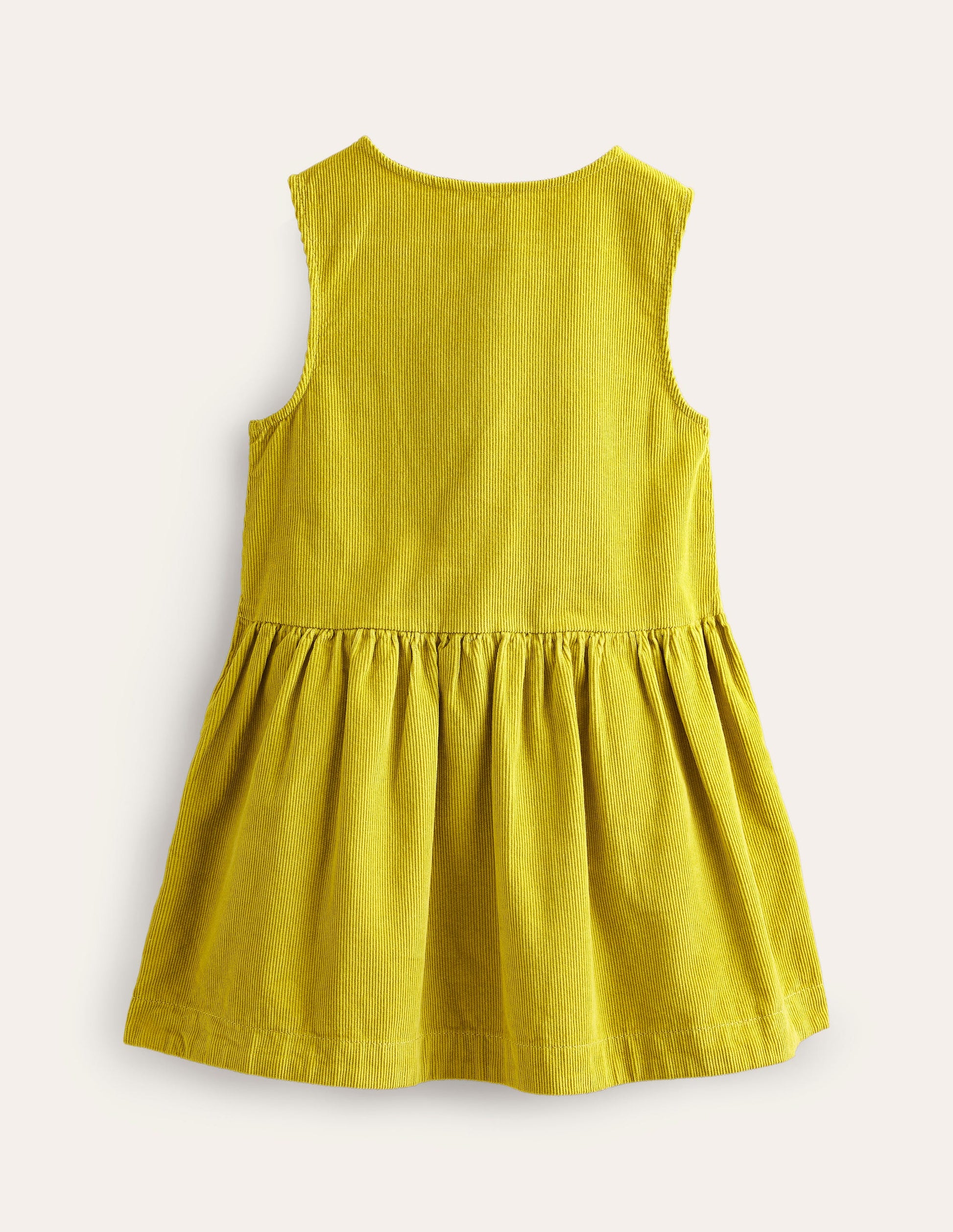 Button Pinafore Dress-Gooseberry Yellow-2