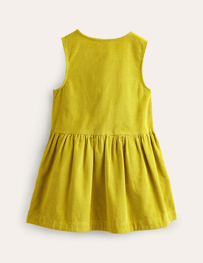 Button Pinafore Dress-Gooseberry Yellow-2