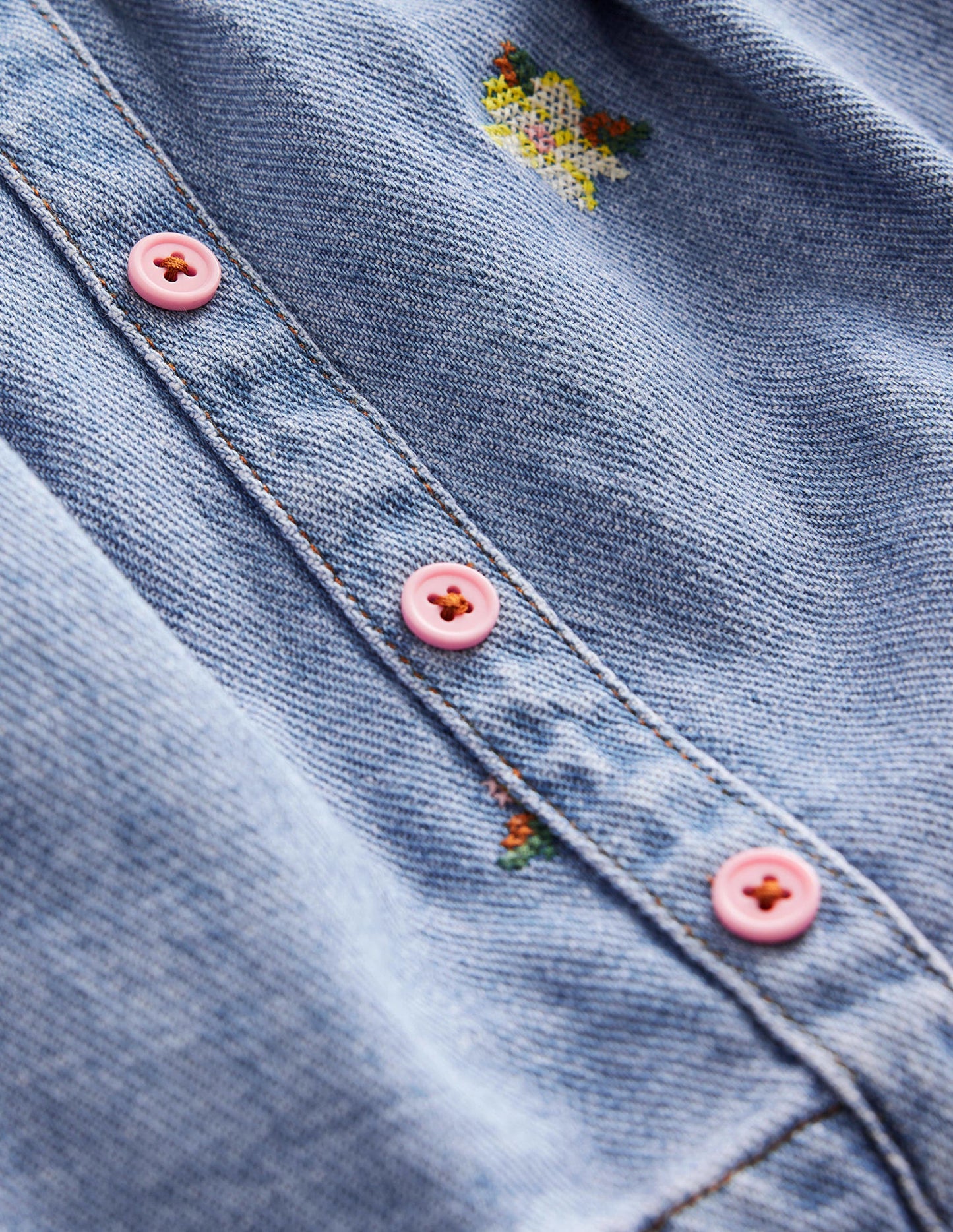 Button Through Twirly Skirt-Mid Chambray