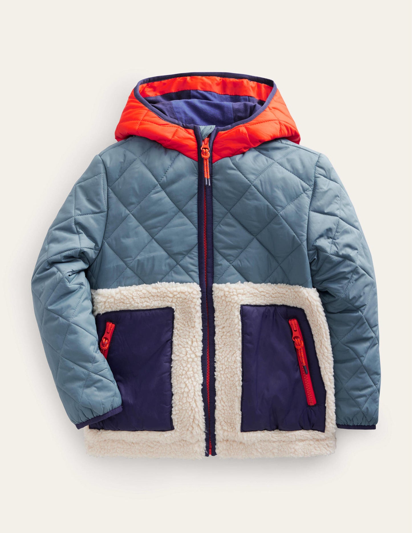Borg Mix Jacket-Puddle Blue