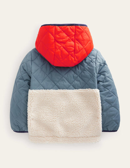 Borg Mix Jacket-Puddle Blue-2