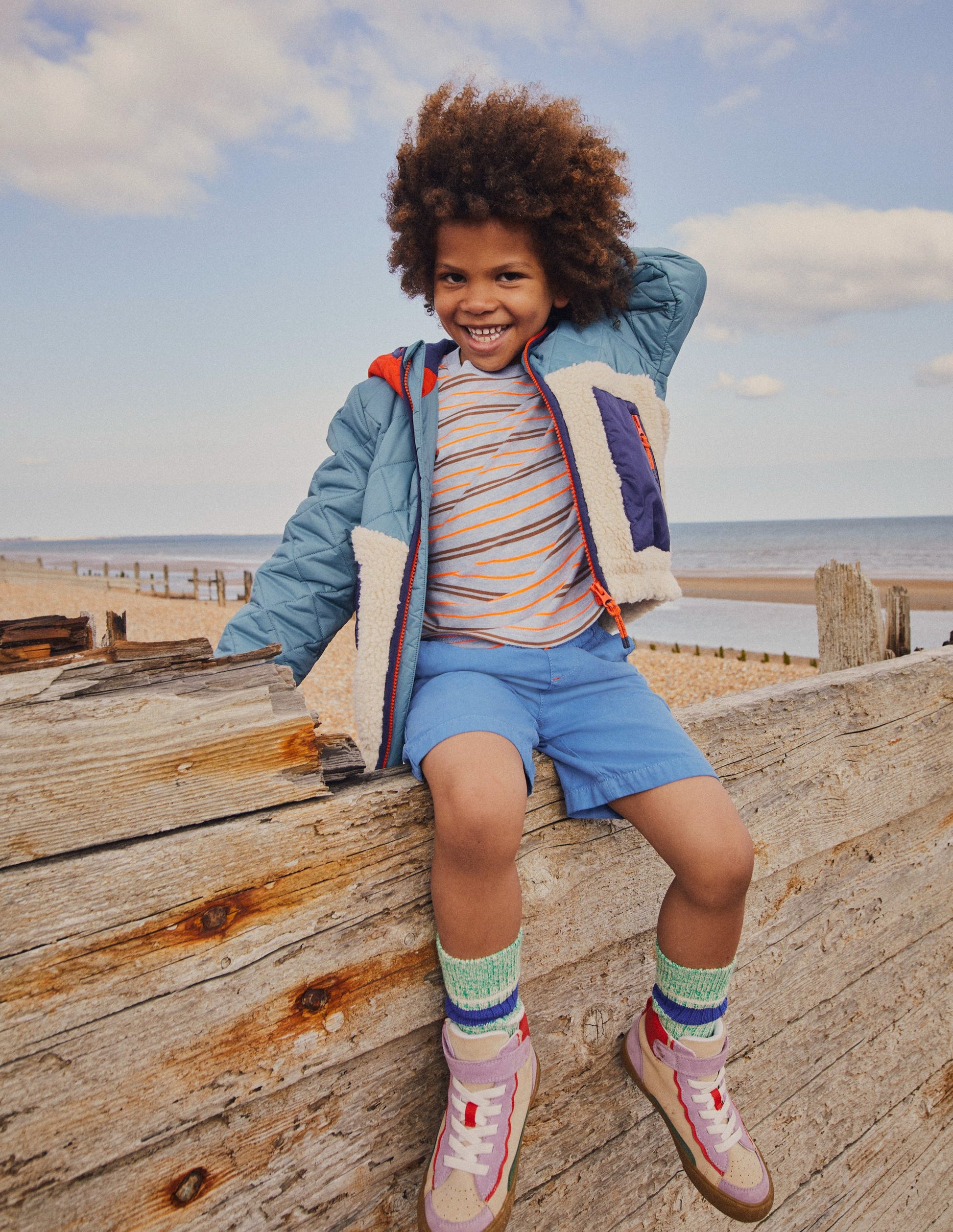 Borg Mix Jacket-Puddle Blue-5