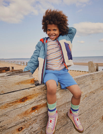 Borg Mix Jacket-Puddle Blue-5