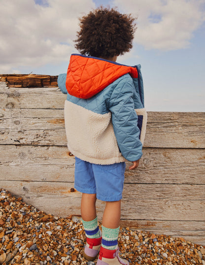 Borg Mix Jacket-Puddle Blue-6