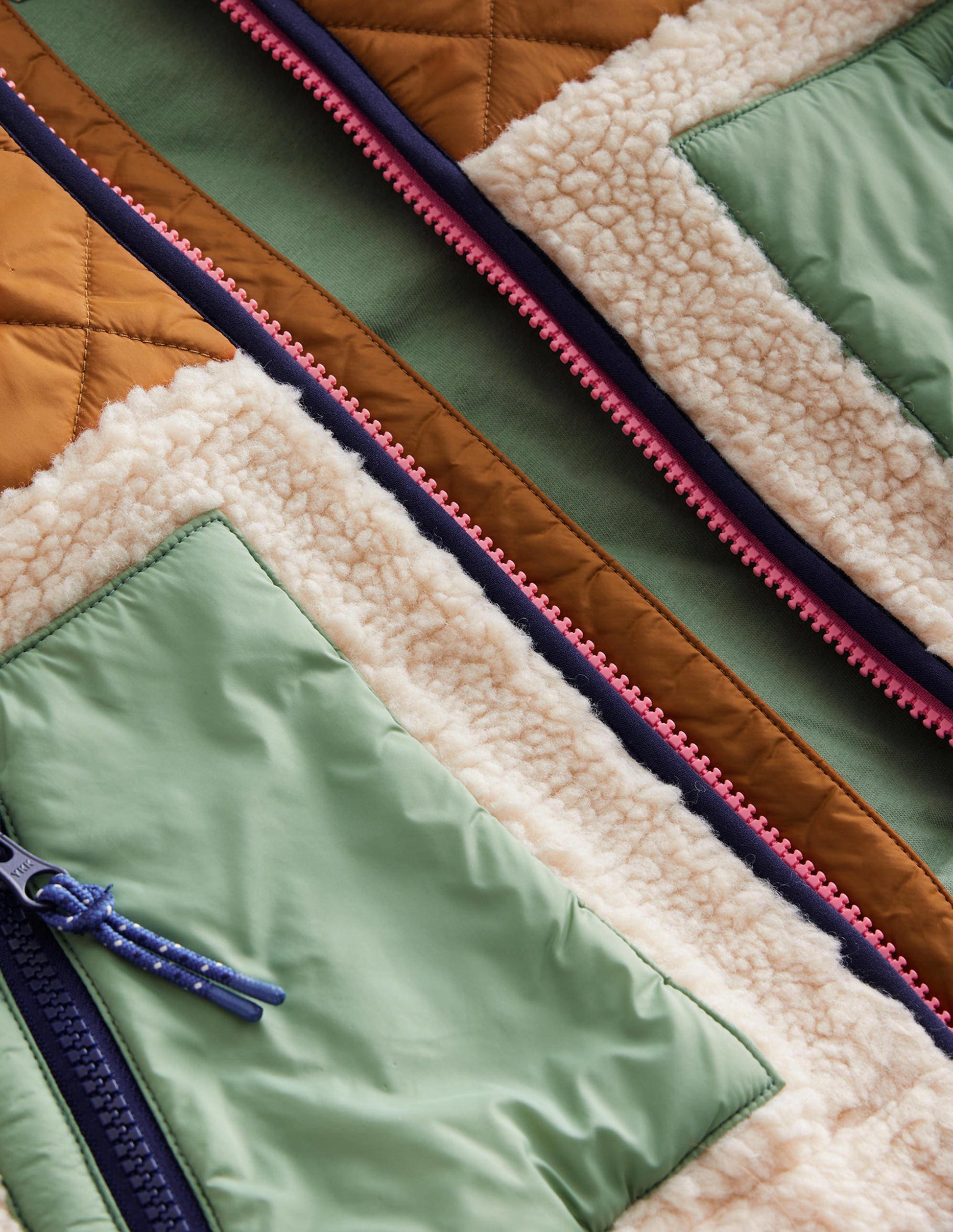 Borg Mix Jacket-Butterscotch Brown-3