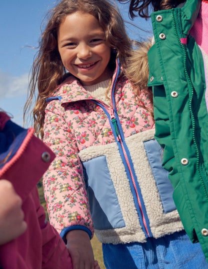 Borg Mix Jacket-Vintage Pink-5