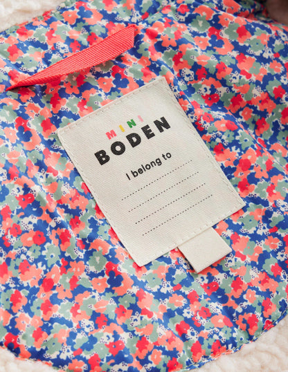 Borg Detail Padded Jacket-Jam Red Micro Floral-4