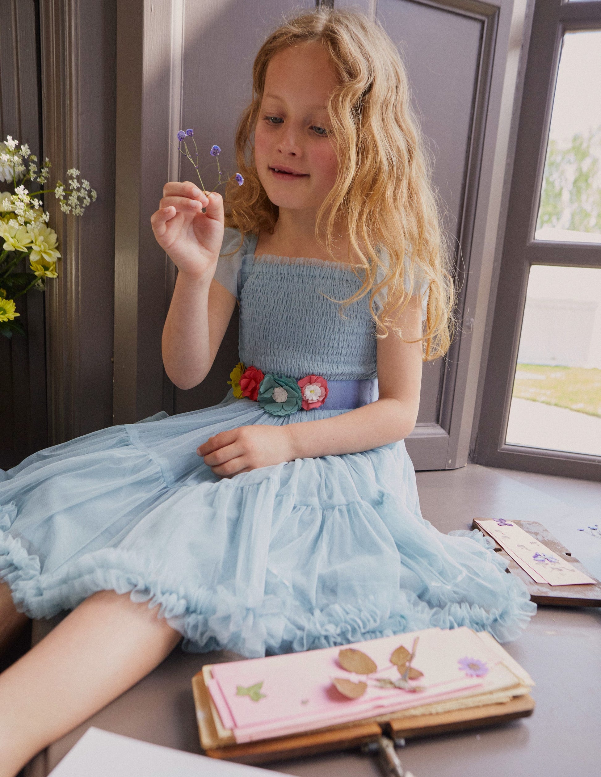Full Tulle Corsage Dress-Tourmaline Blue-4