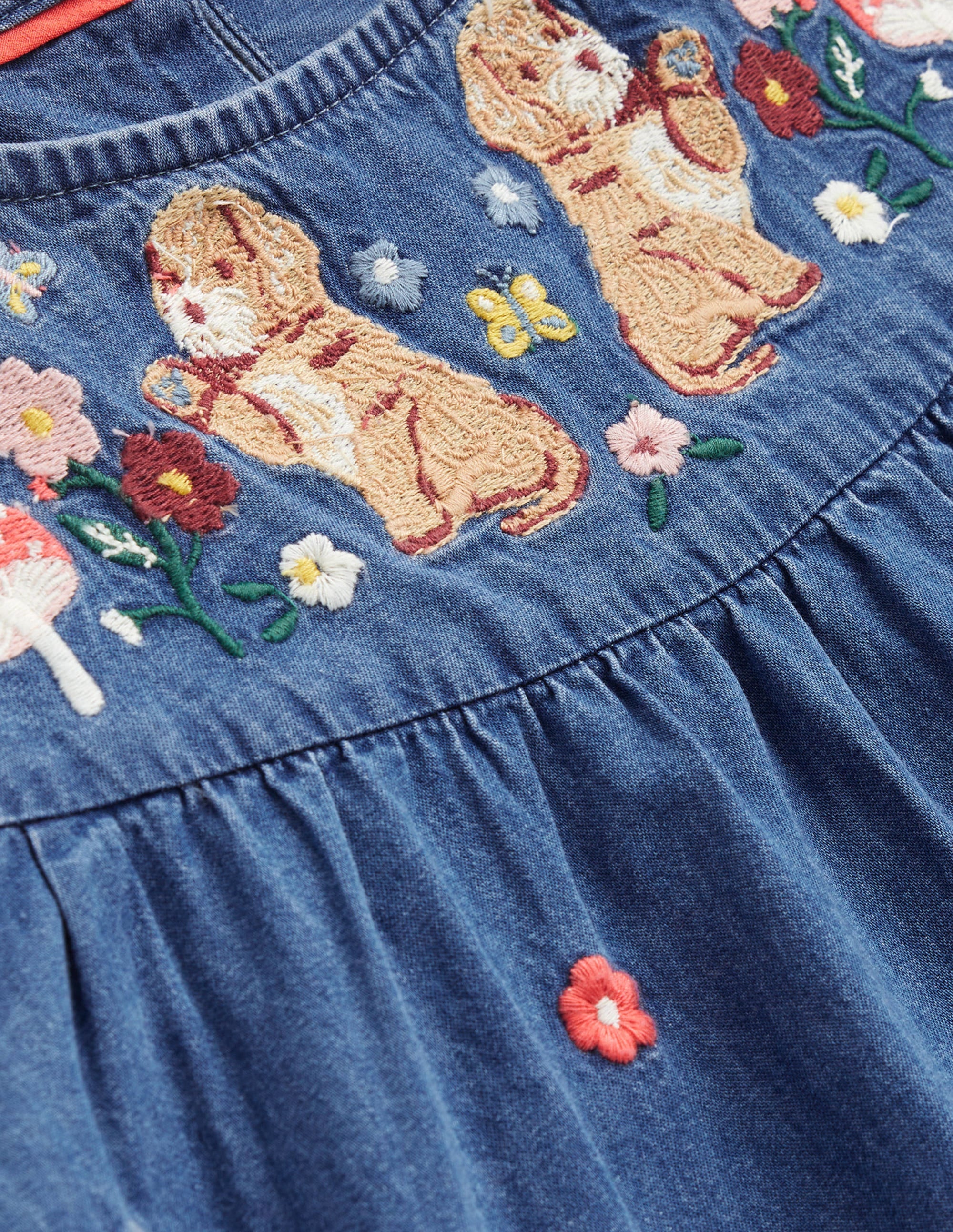 Logo Woven Embroidered Dress-Mid Vintage Denim - Image 3