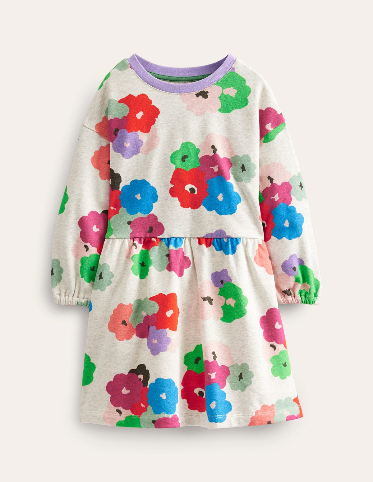 Relaxed Printed Sweat Dress-Mutli Abstract Floral-1