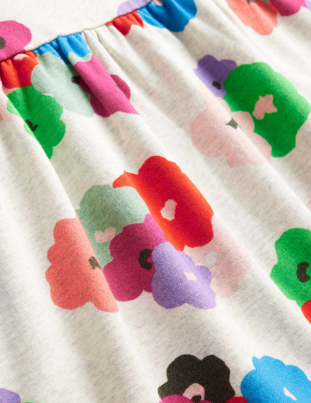 Relaxed Printed Sweat Dress-Mutli Abstract Floral-3