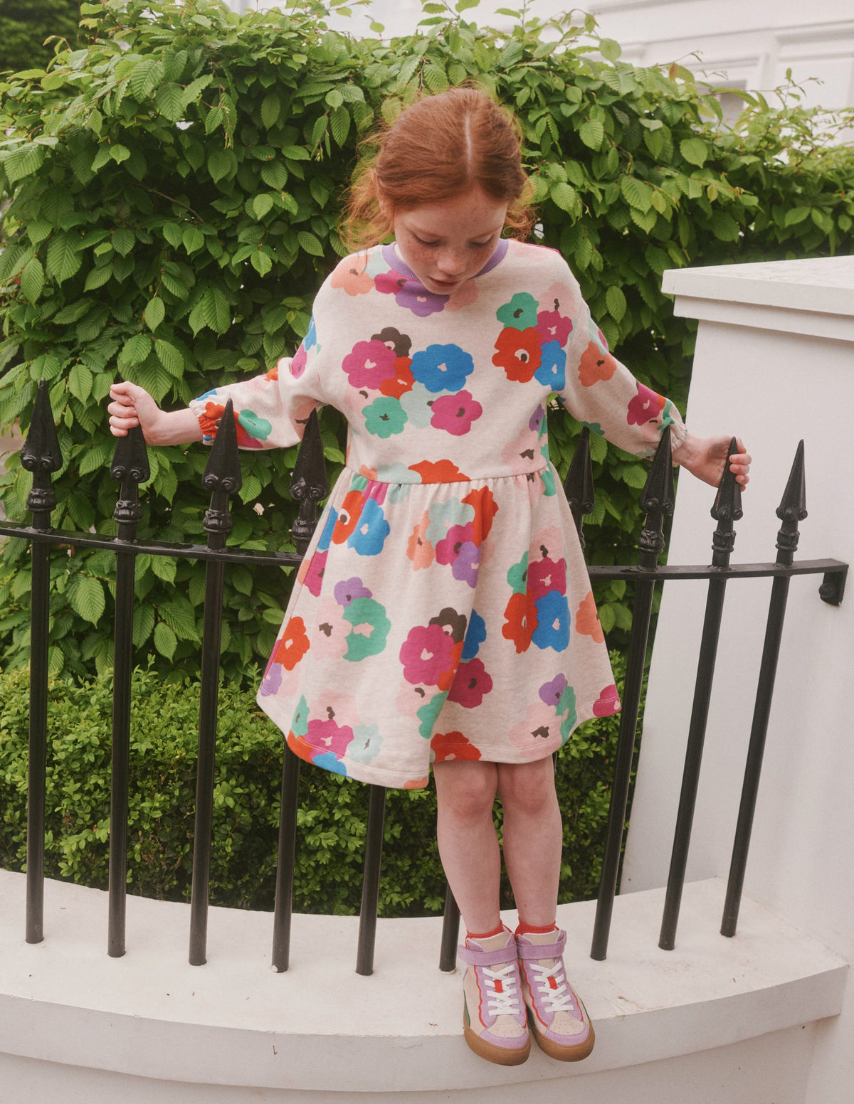 Relaxed Printed Sweat Dress-Mutli Abstract Floral-4