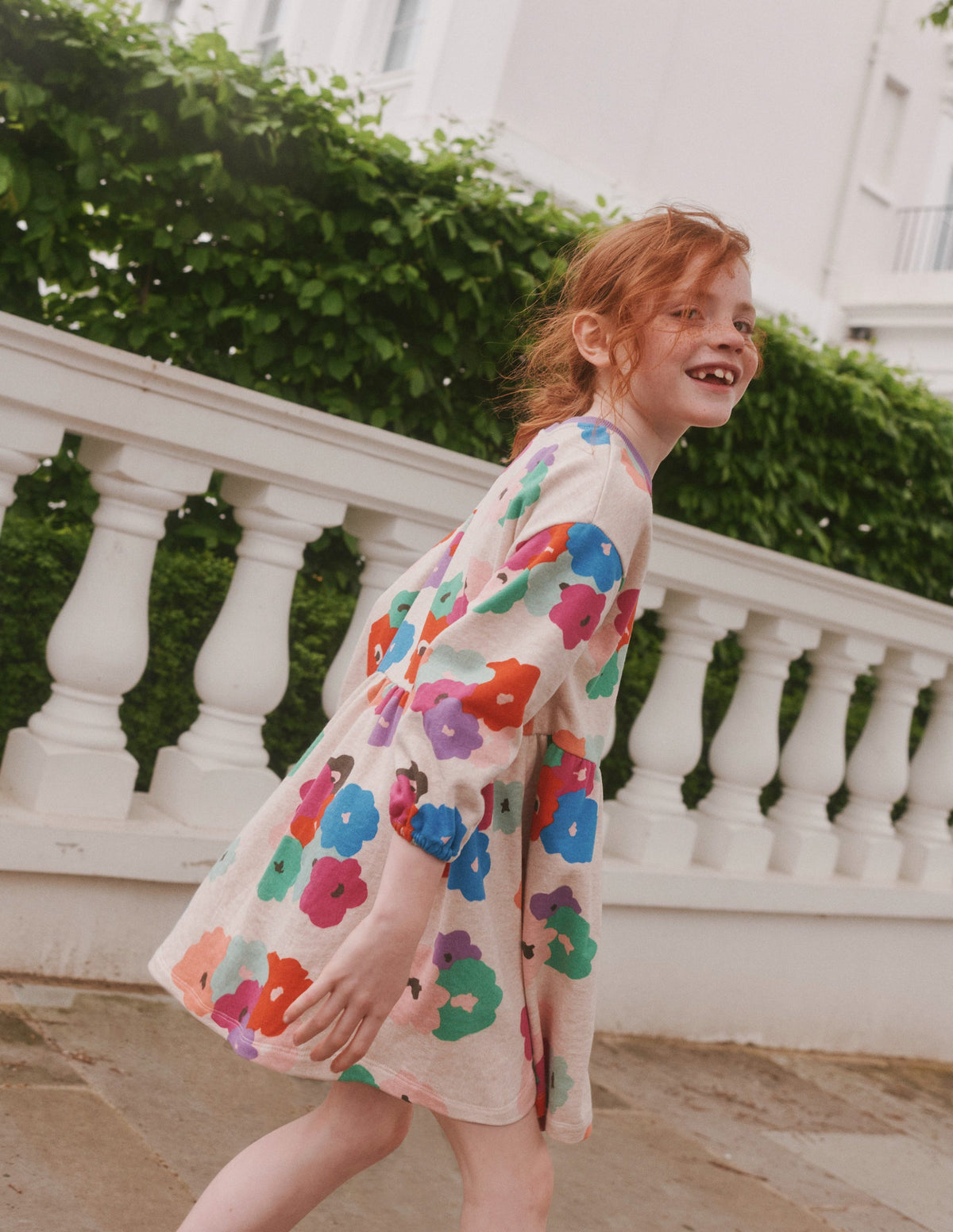 Relaxed Printed Sweat Dress-Mutli Abstract Floral - Image 5